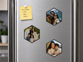 Hexagon Shaped Fridge Magnetic Photo Collage set of 3