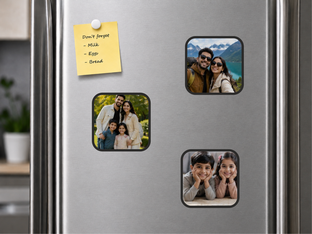 Square Shaped Fridge Magnetic Photo Collage set of 3